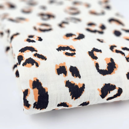 Musselin Leo Print karamell - schwarz Meterware - elli&else