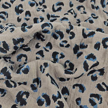 Musselin Leo Print taupe Meterware - elli&else