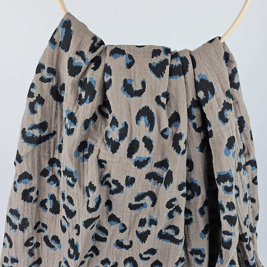 Musselin Leo Print taupe - Stoff bei elli&else