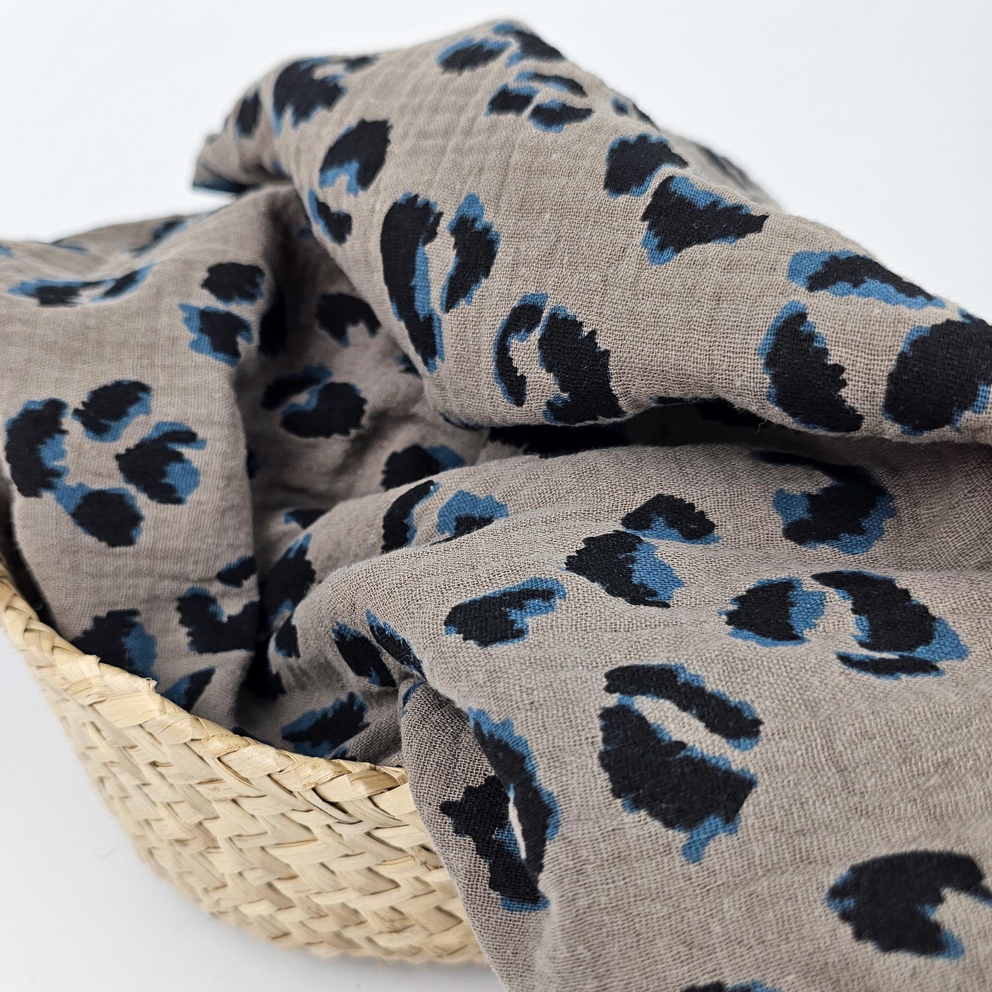 Musselin Leo Print taupe Meterware - elli&else