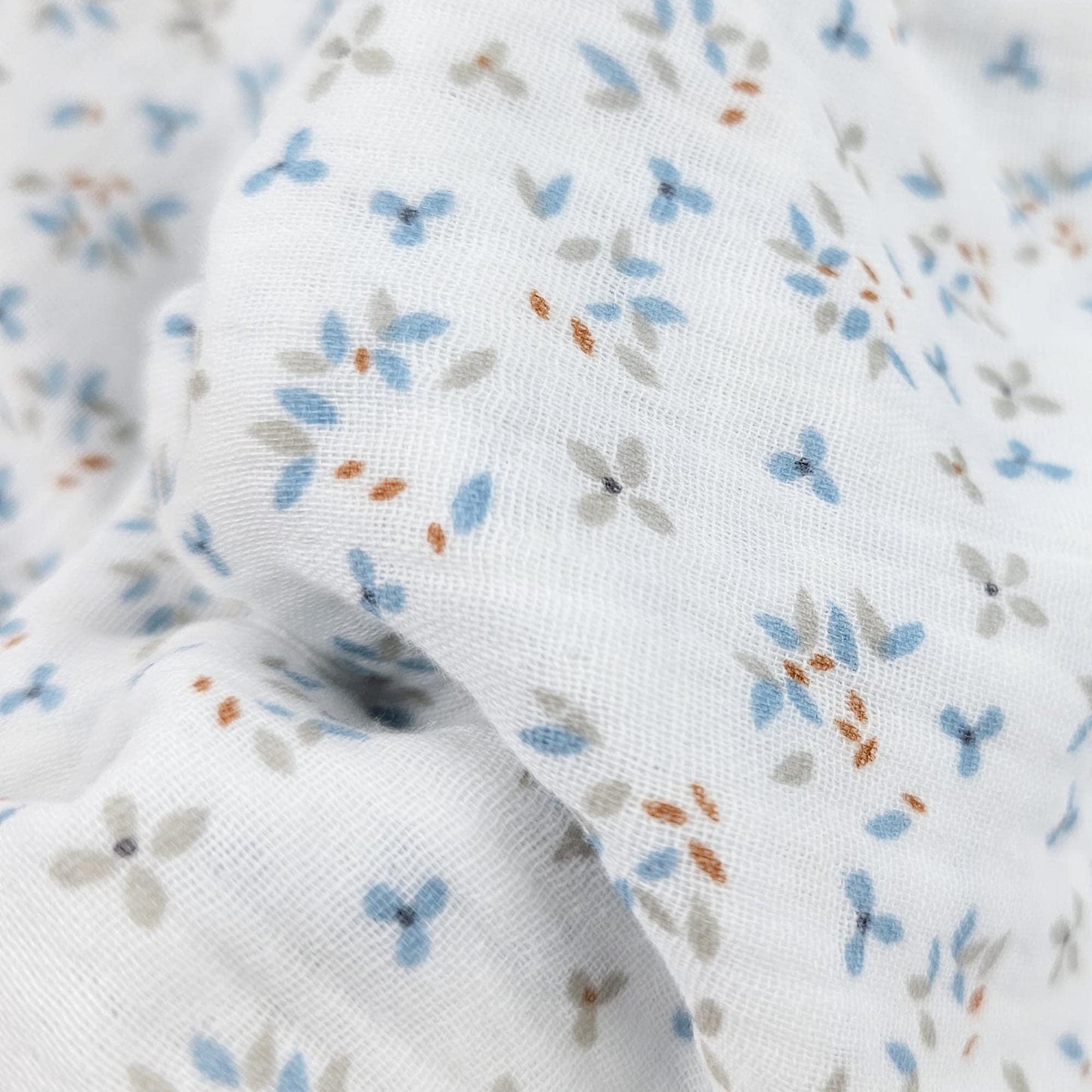 Musselin Mini Blümchen blau Meterware - elli&else