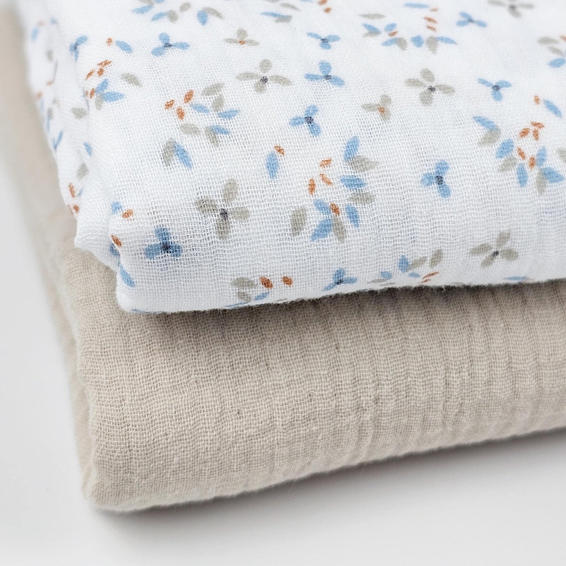 Musselin Mini Blümchen blau Meterware - elli&else