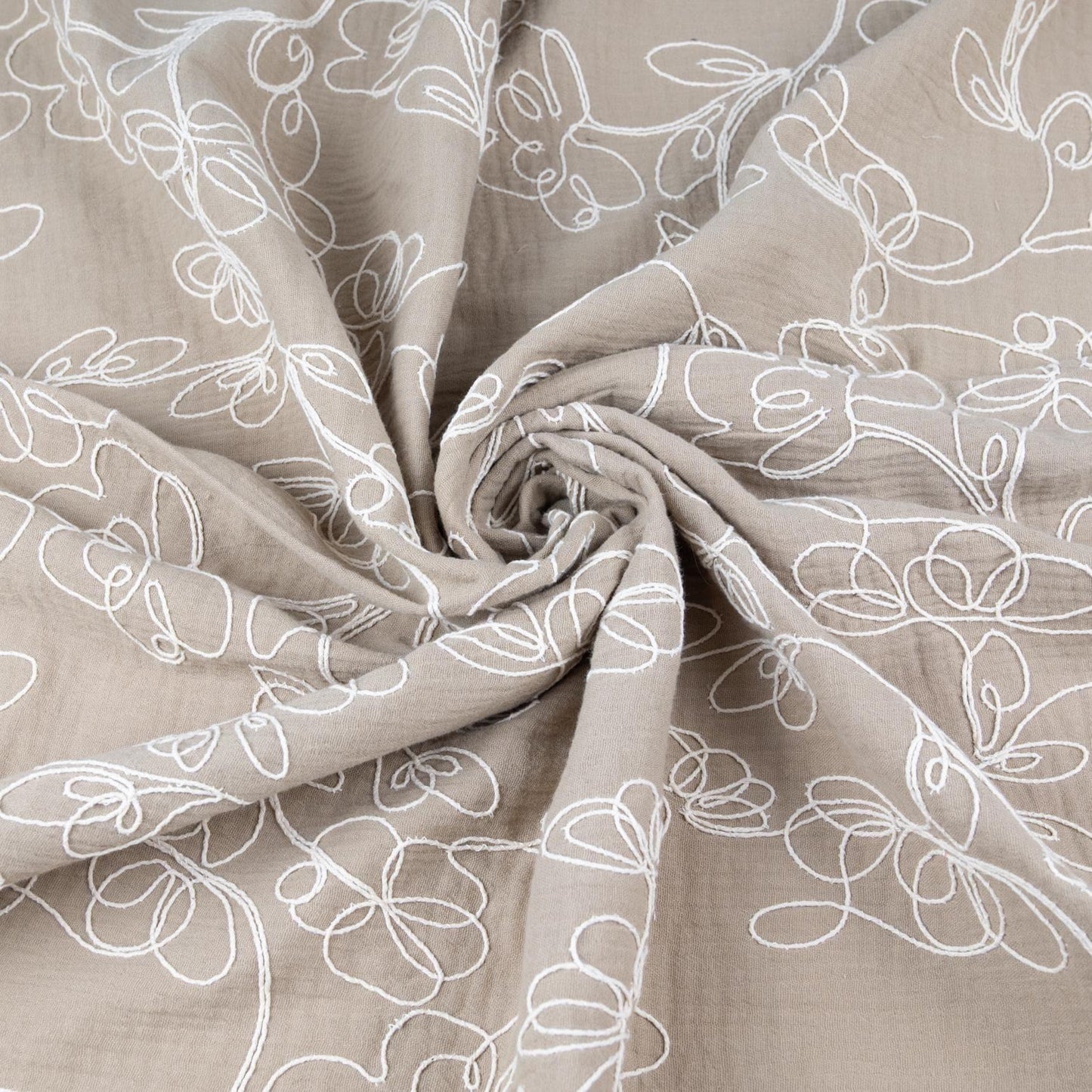 Musselin mit Blumenstickerei - Stoff bei elli&else