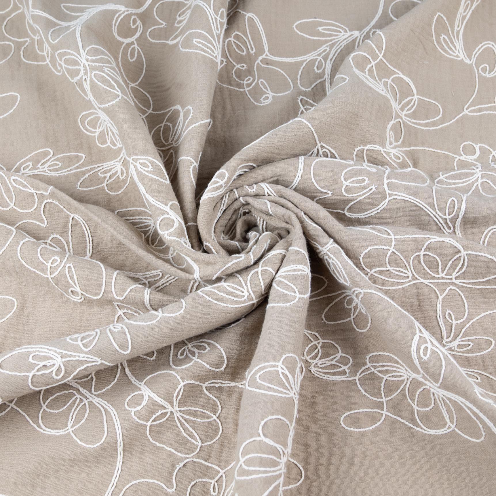 Musselin mit Blumenstickerei - Stoff bei elli&else