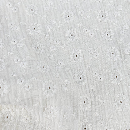 Musselin naturweiß mit Blumenstickerei Meterware - elli&else