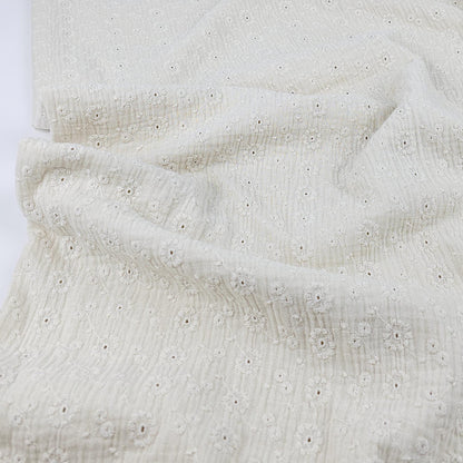 Musselin naturweiß mit Blumenstickerei Meterware - elli&else