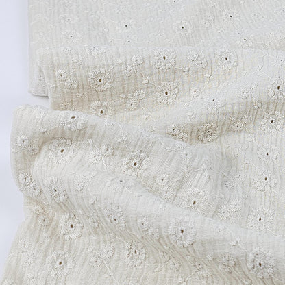 Musselin naturweiß mit Blumenstickerei Meterware - elli&else