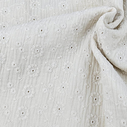Musselin naturweiß mit Blumenstickerei Meterware - elli&else