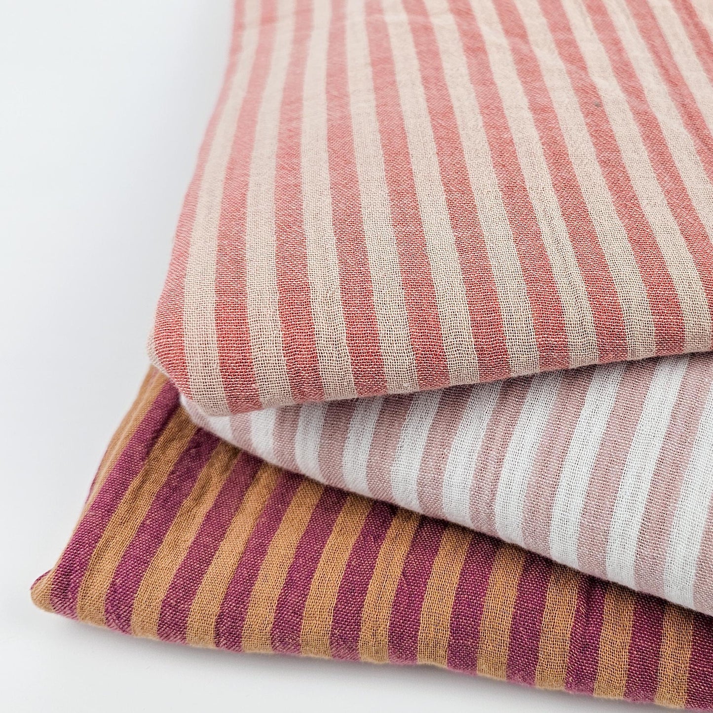 Musselin Streifen Berry/Clay - beidseitig Meterware - elli&else