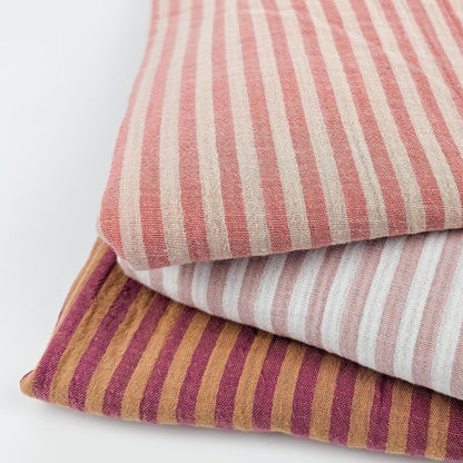 Musselin Streifen Berry/Clay - beidseitig Meterware - elli&else
