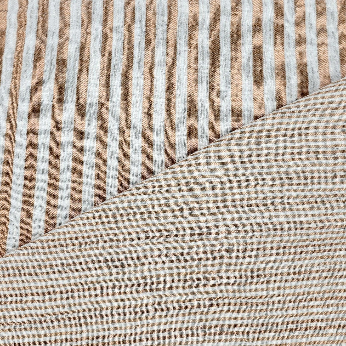 Musselin Streifen karamell - beidseitig Meterware - elli&else