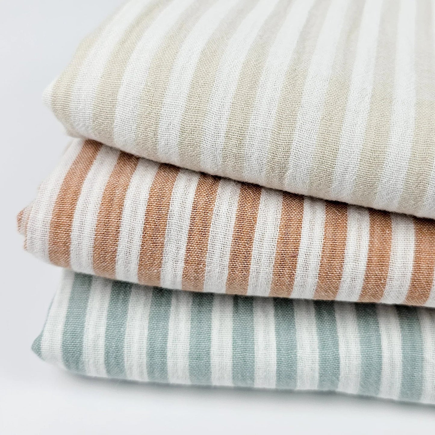 Musselin Streifen karamell - beidseitig Meterware - elli&else