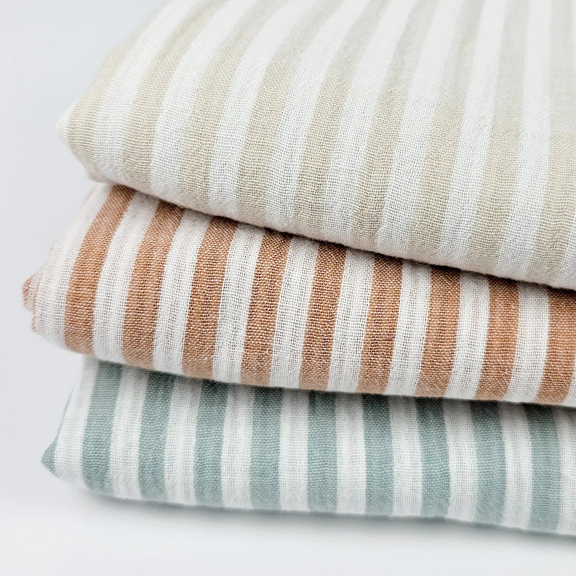 Musselin Streifen karamell - beidseitig Meterware - elli&else