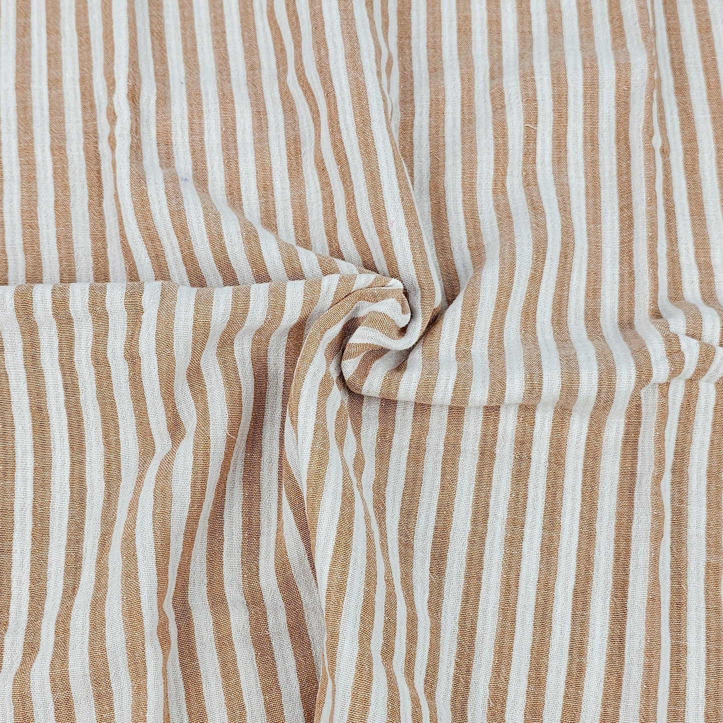 Musselin Streifen karamell - beidseitig Meterware - elli&else