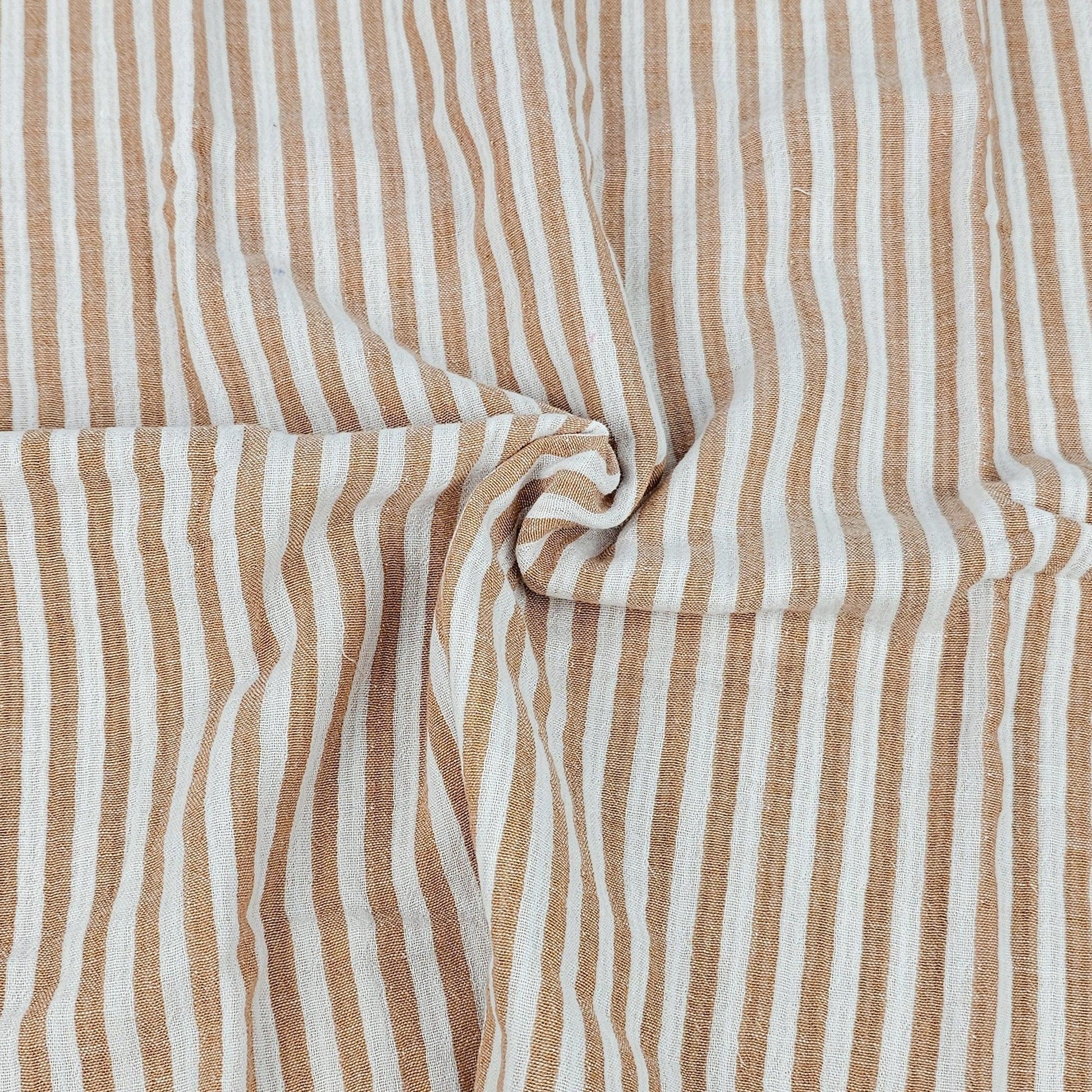 Musselin Streifen karamell - beidseitig Meterware - elli&else