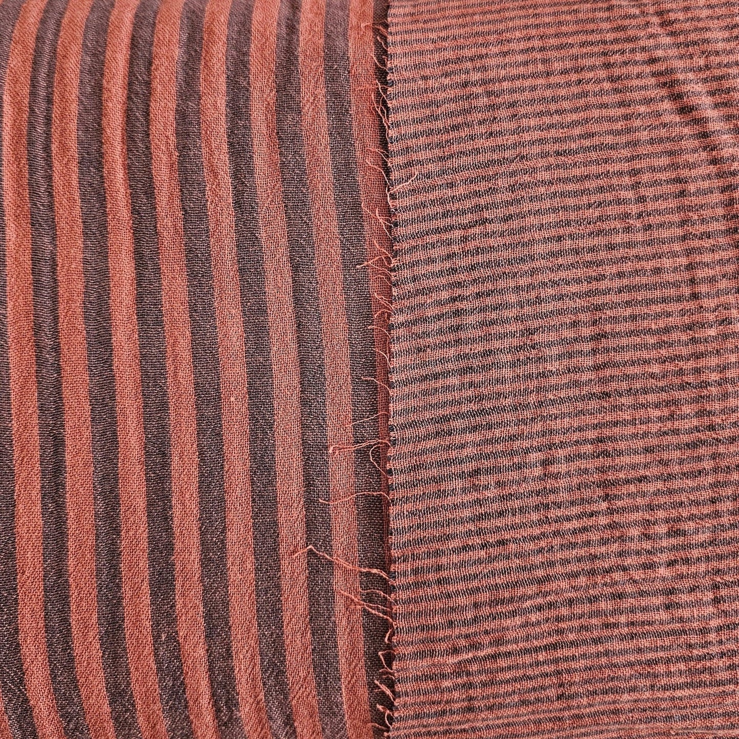 Musselin Streifen kastanie - beidseitig Meterware - elli&else