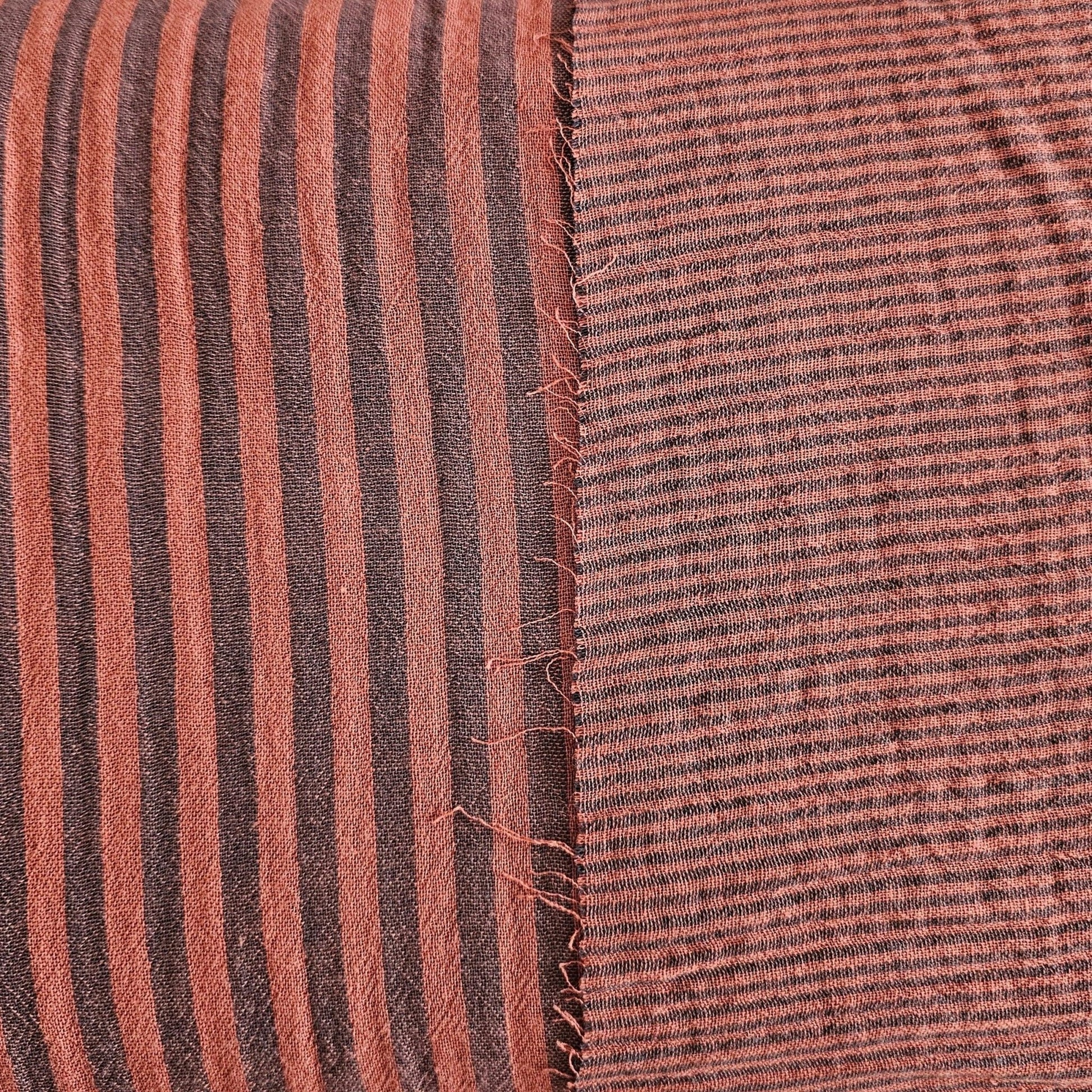 Musselin Streifen kastanie - beidseitig Meterware - elli&else