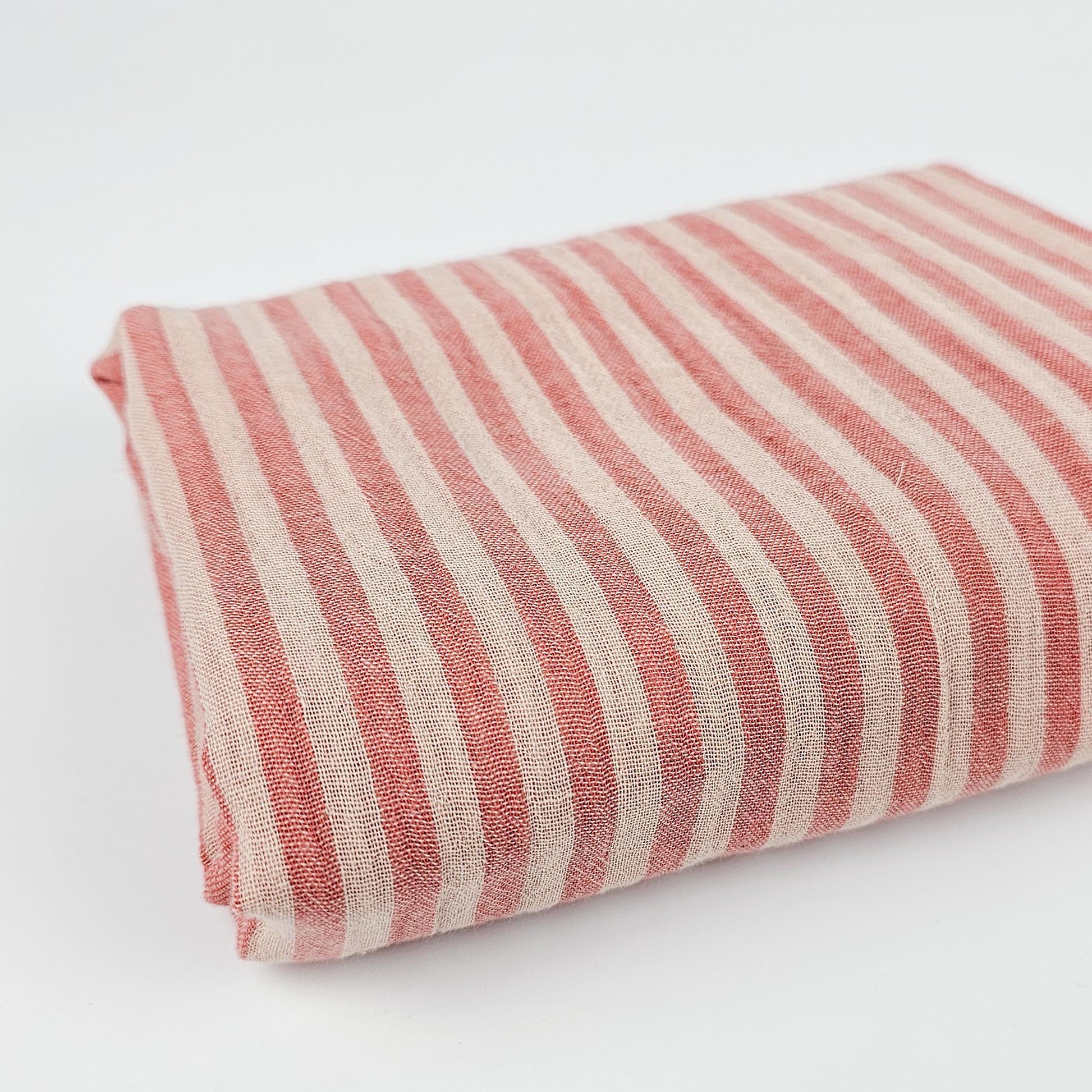 Musselin Streifen Pfirsich - beidseitig Meterware - elli&else