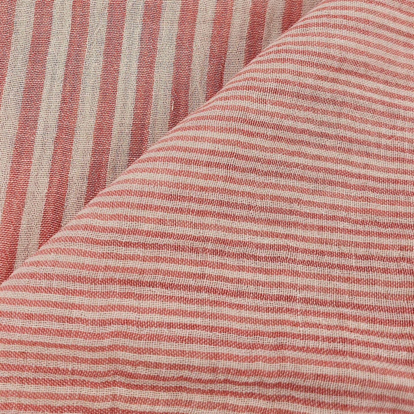 Musselin Streifen Pfirsich - beidseitig Meterware - elli&else