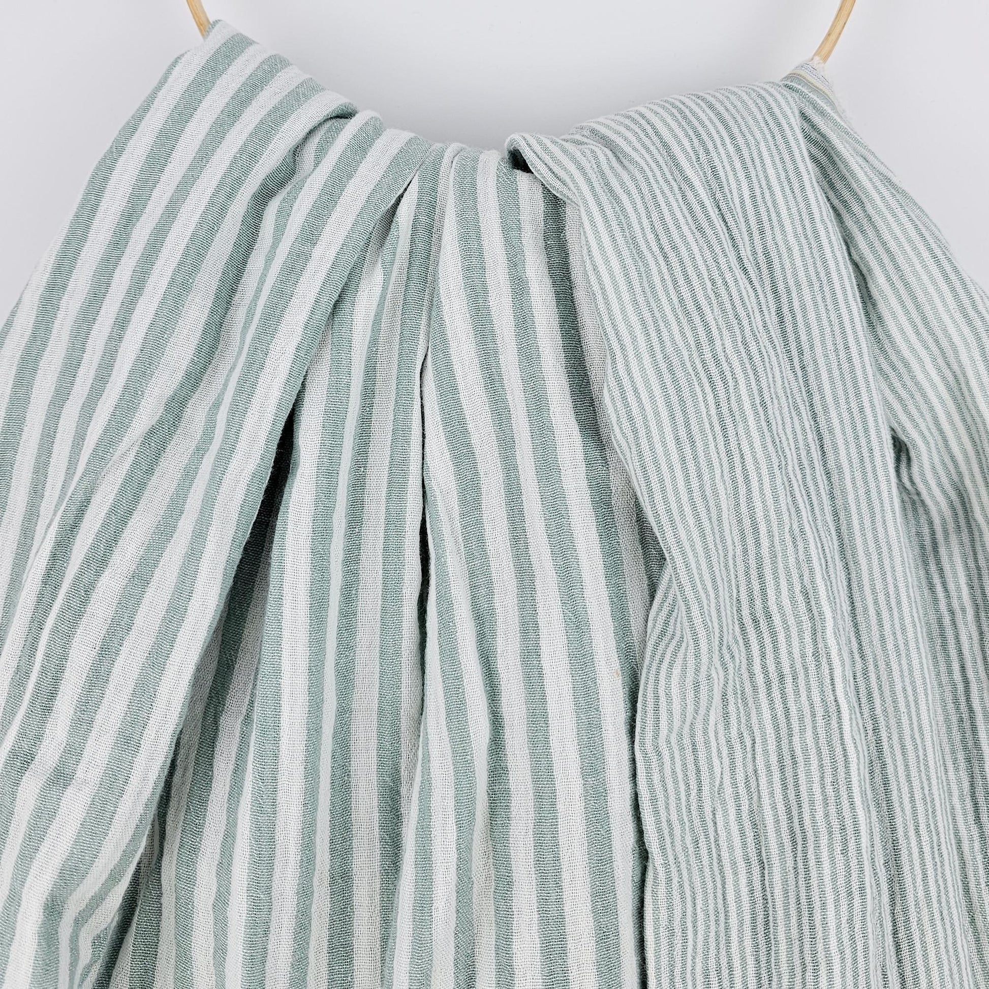 Musselin Streifen salbei - beidseitig Meterware - elli&else