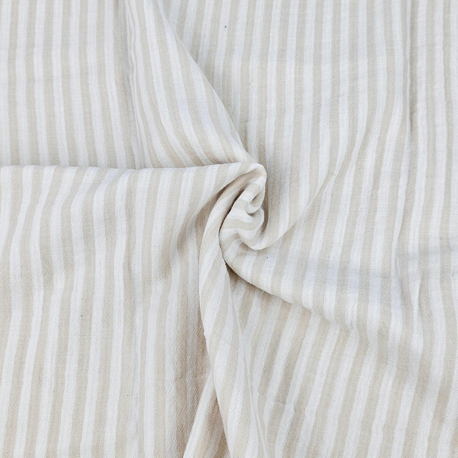 Musselin Streifen sand - beidseitig Meterware - elli&else