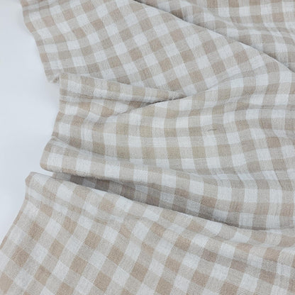 Musselin Vichy Karo beige - double sided Meterware - elli&else