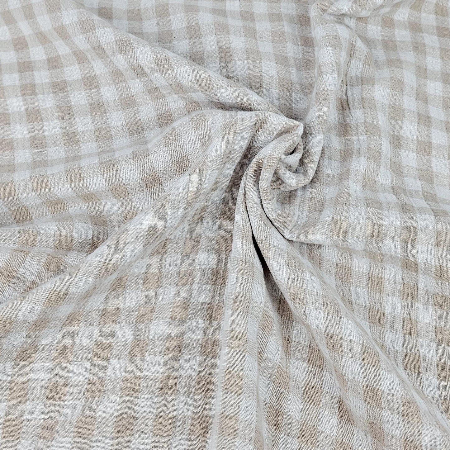 Musselin Vichy Karo beige - double sided Meterware - elli&else