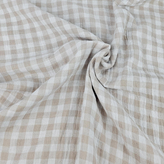 Musselin Vichy Karo beige - double sided Meterware - elli&else