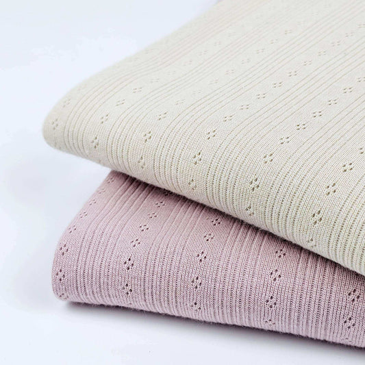 Pointelle Feinstrick Jersey natural beige & light rosé - Stoff bei elli&else