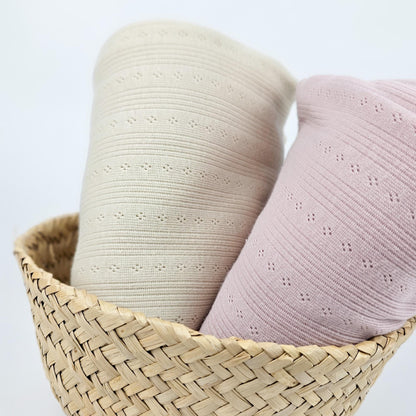 Pointoille Feinstrick Jersey natural beige & light rosé Meterware - elli&else