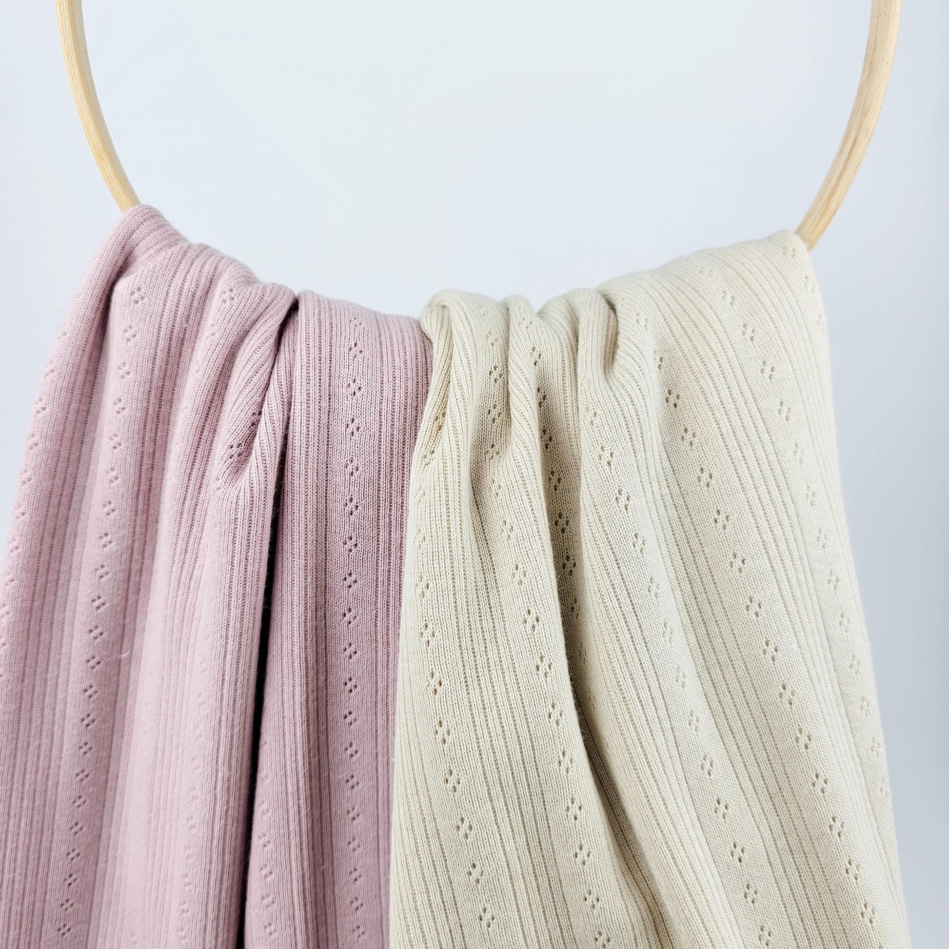 Pointoille Feinstrick Jersey natural beige & light rosé Meterware - elli&else