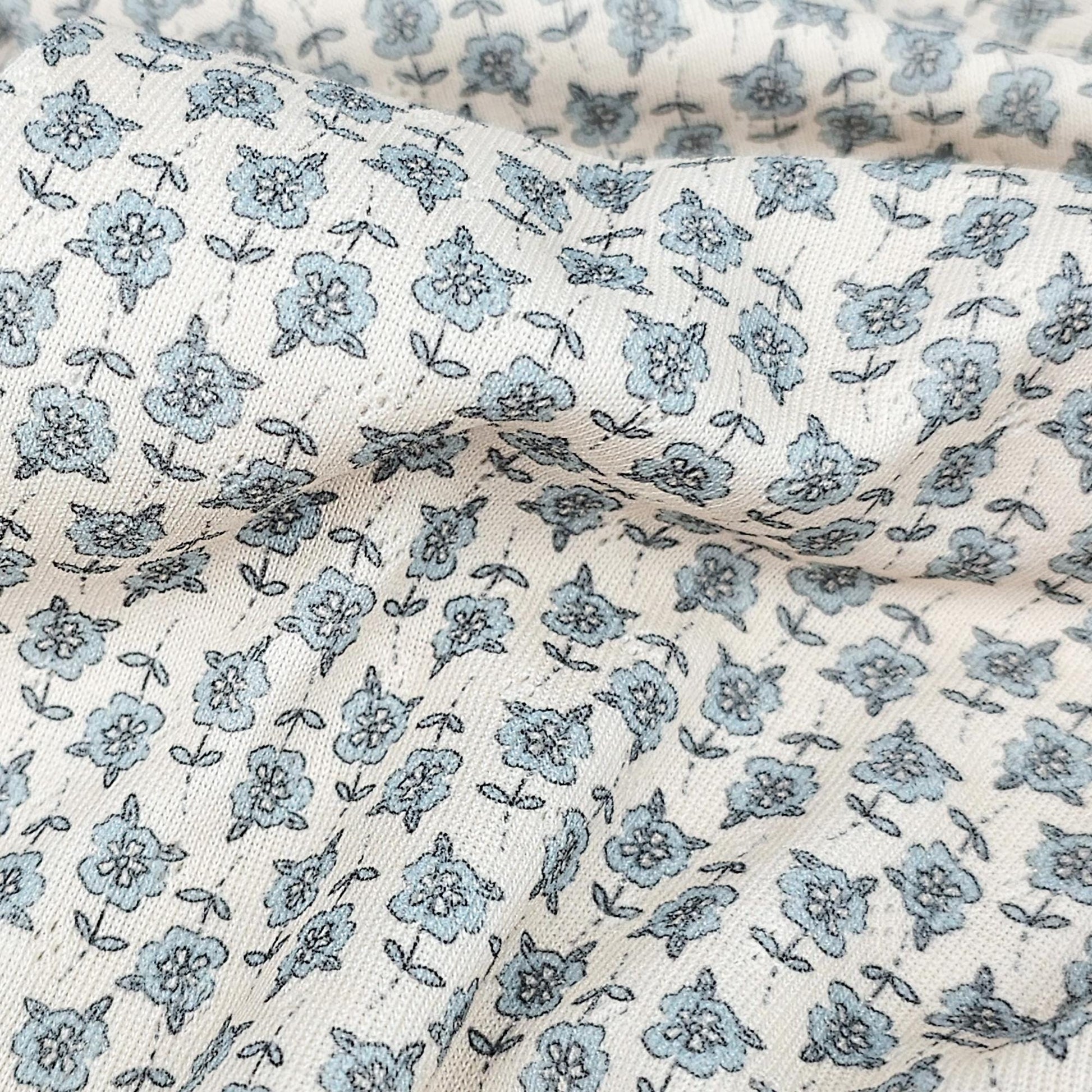 Pointoille Jersey Blue Blossom Meterware - elli&else