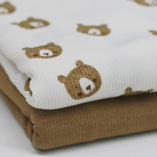 Rib Jersey Bärenskizze ecru Meterware - elli&else