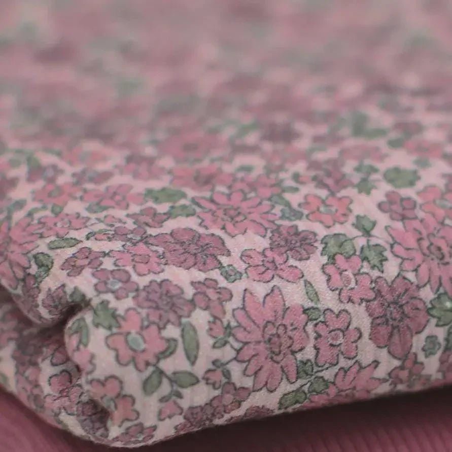 Rib Jersey Blumen rosé Meterware - elli&else
