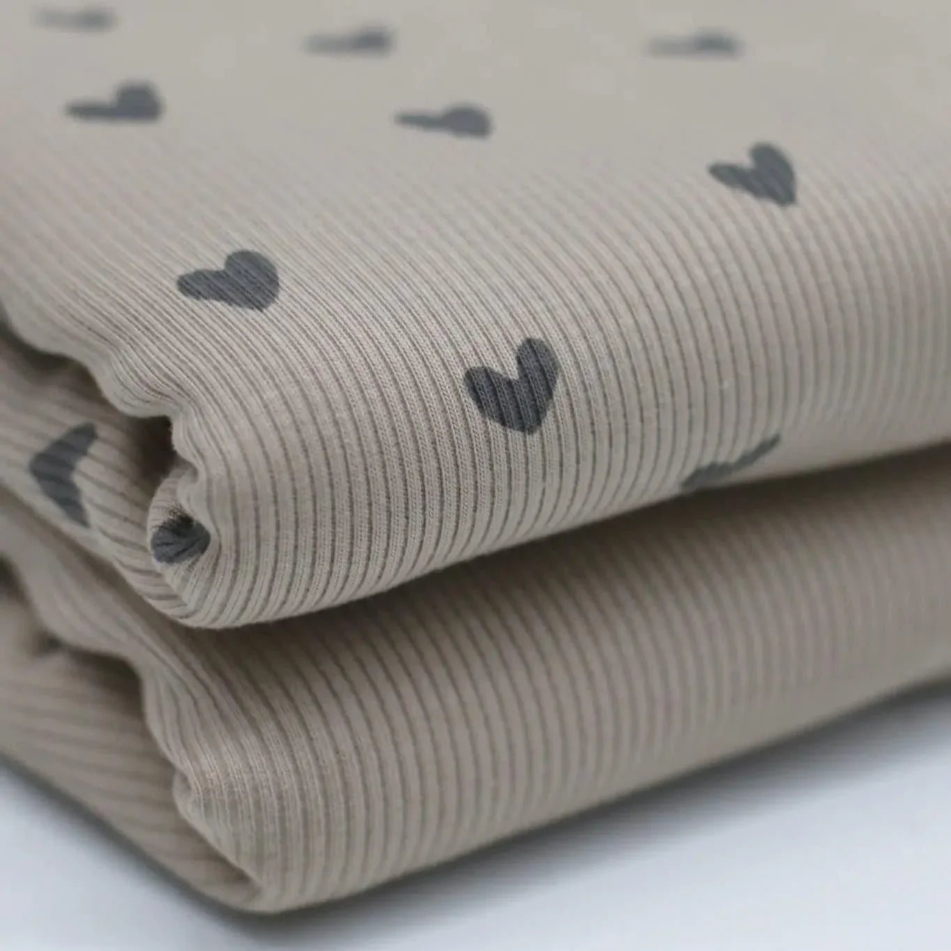 Rib Jersey Herzen beige Meterware - elli&else