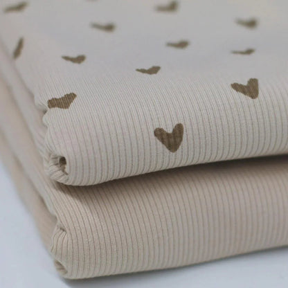 Rib Jersey Herzen hellbeige Meterware - elli&else