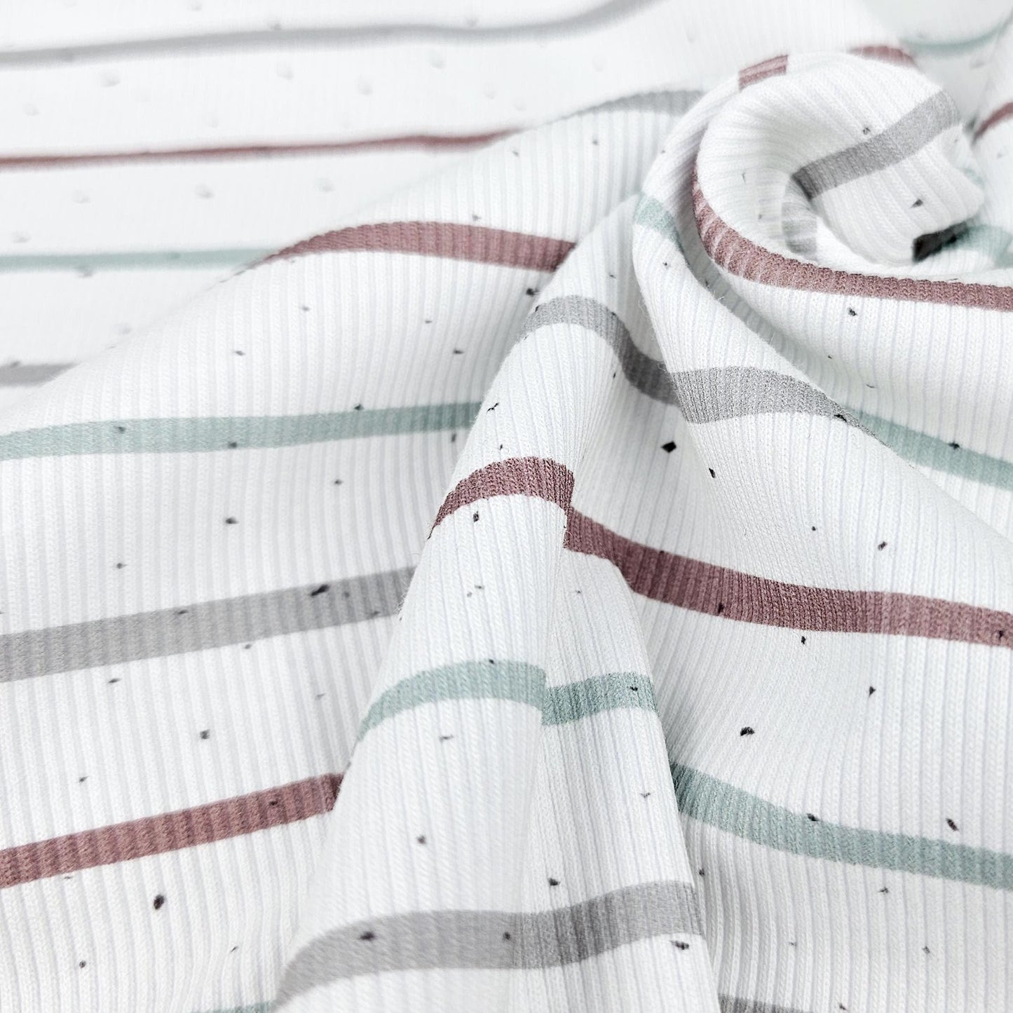 Rib Jersey Konfetti Streifen mintgrün kakao Meterware - elli&else