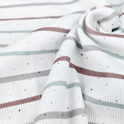 Rib Jersey Konfetti Streifen mintgrün kakao Meterware - elli&else