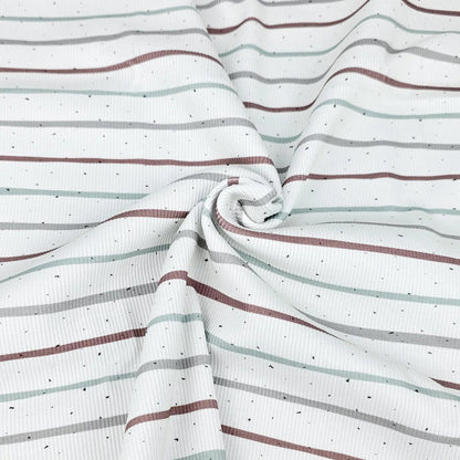 Rib Jersey Konfetti Streifen mintgrün kakao Meterware - elli&else