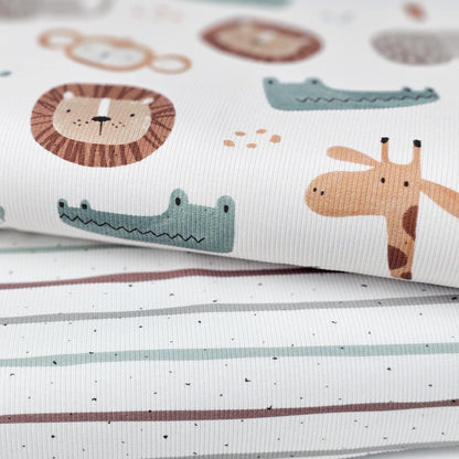 Rib Jersey Konfetti Streifen mintgrün kakao Meterware - elli&else