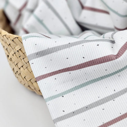 Rib Jersey Konfetti Streifen mintgrün kakao Meterware - elli&else