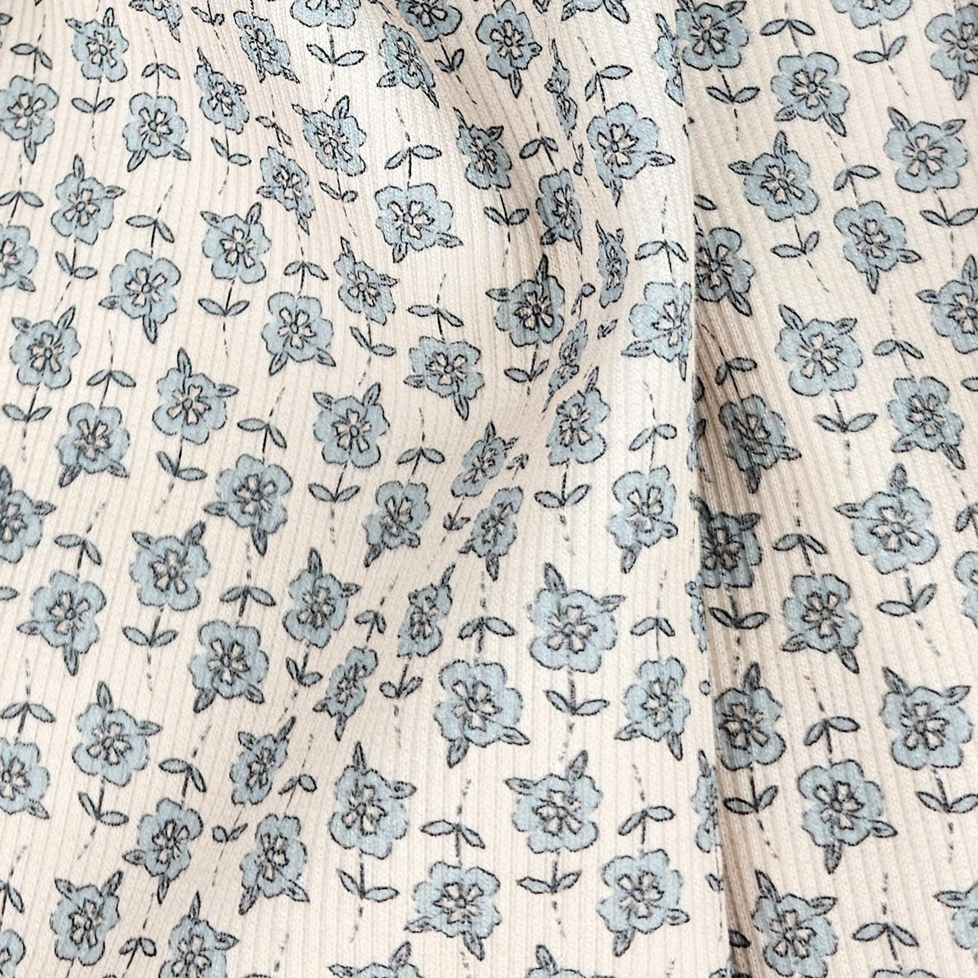 Rippjersey Blue Blossom Meterware - elli&else