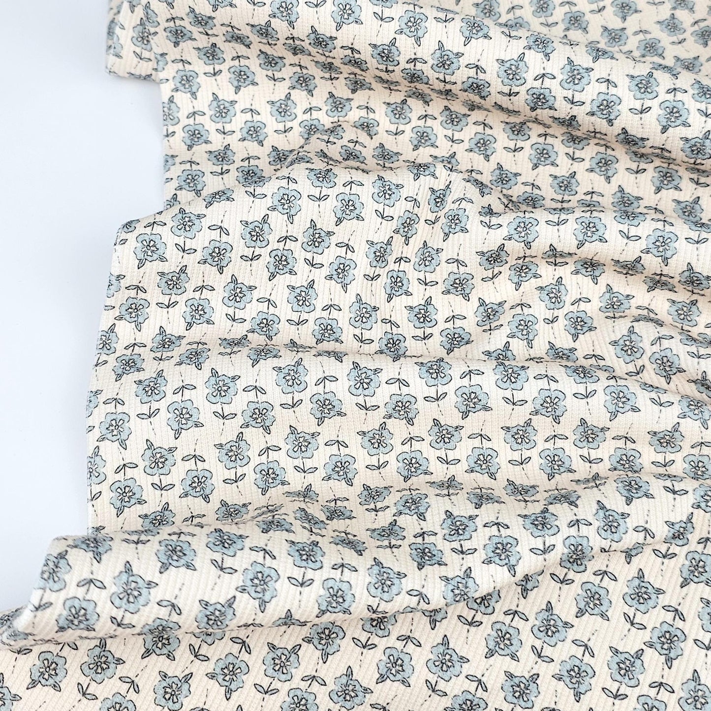 Rippjersey Blue Blossom Meterware - elli&else