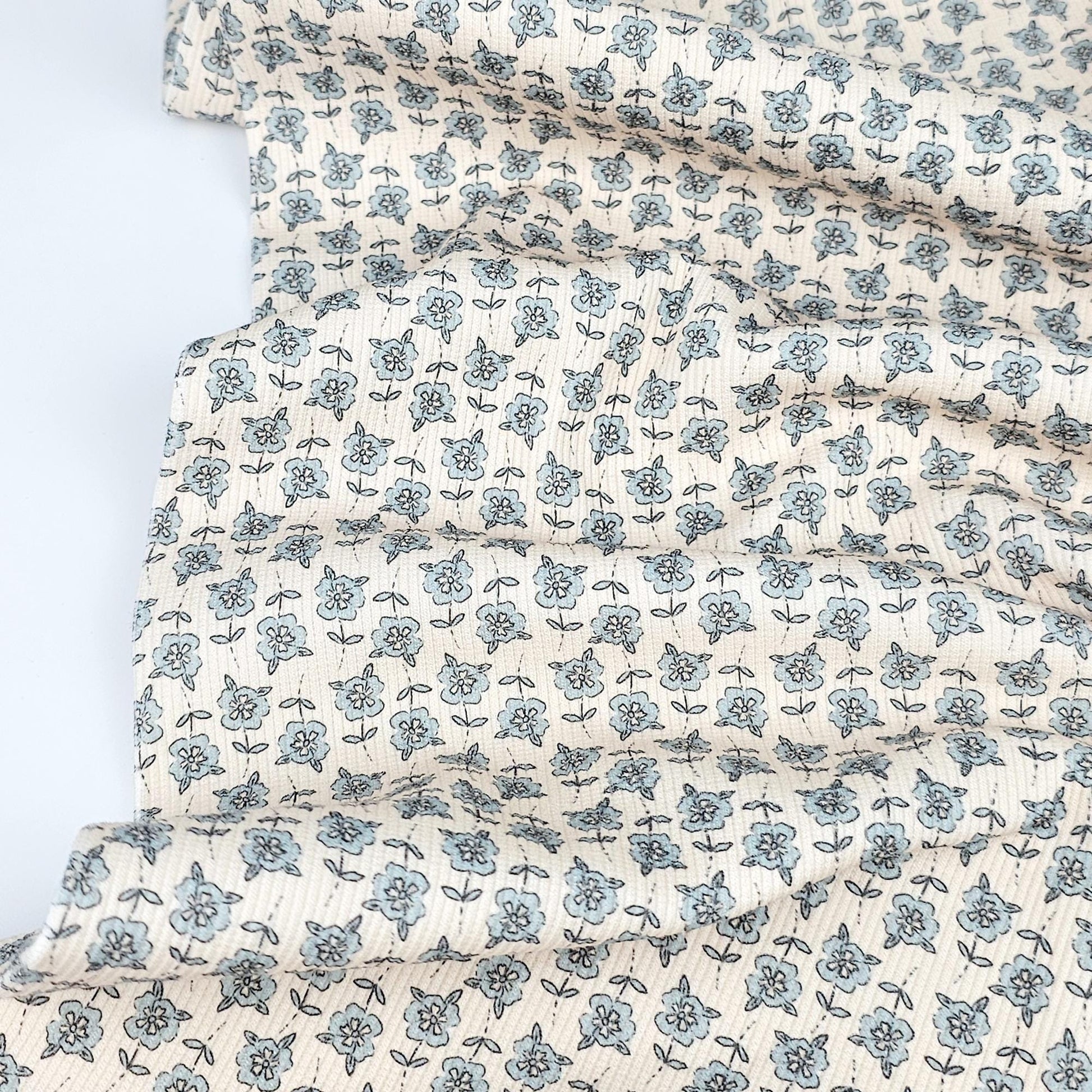 Rippjersey Blue Blossom Meterware - elli&else