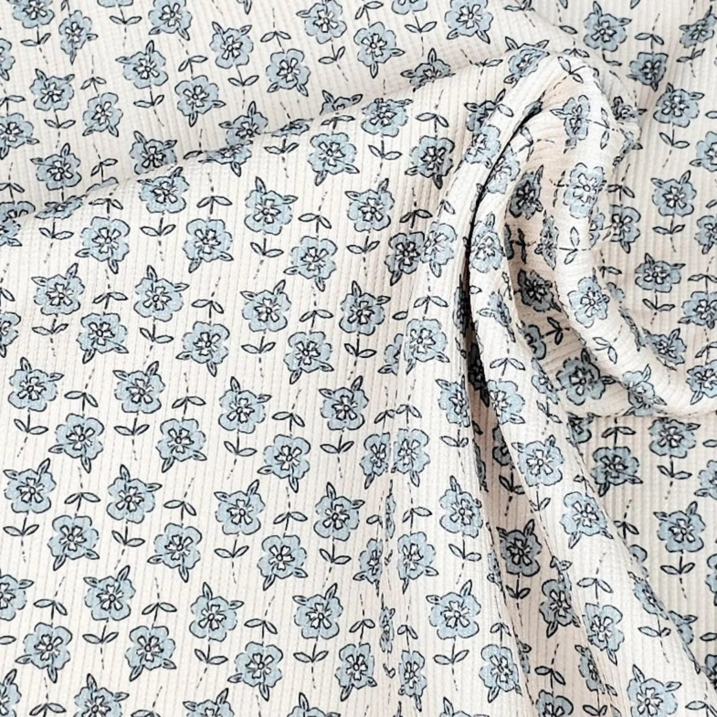 Rippjersey Blue Blossom Meterware - elli&else