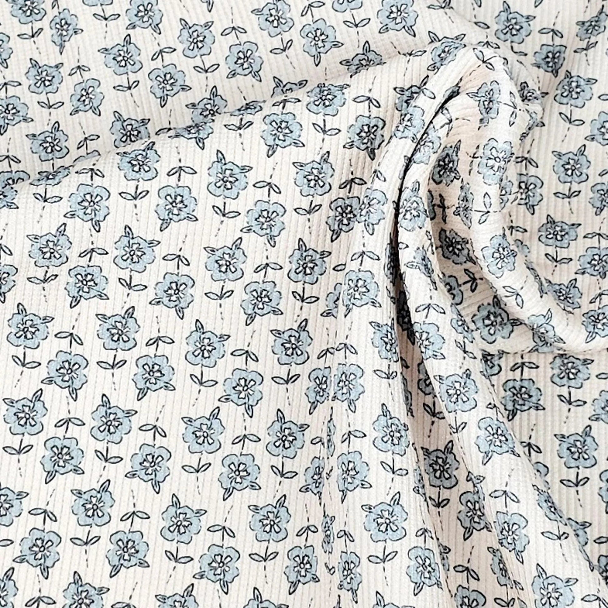 Rippjersey Blue Blossom Meterware - elli&else