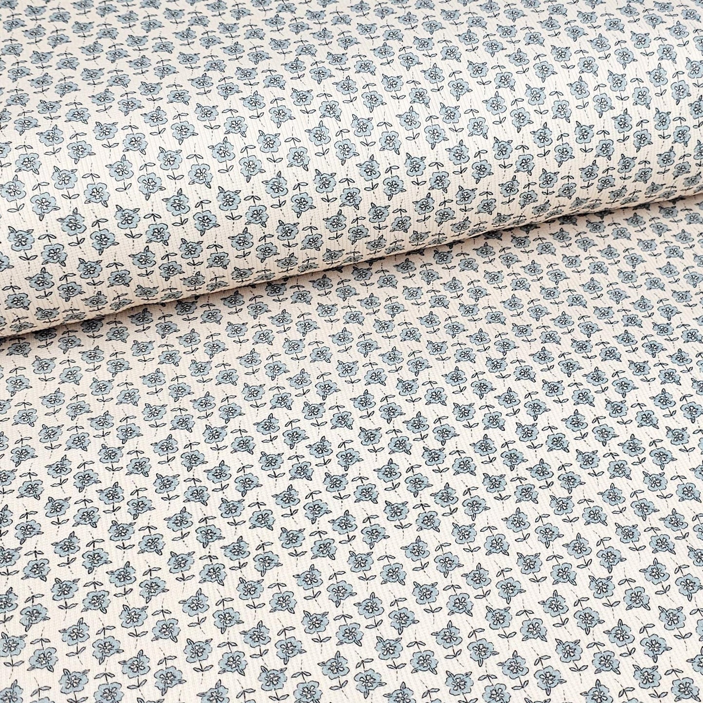 Rippjersey Blue Blossom Meterware - elli&else