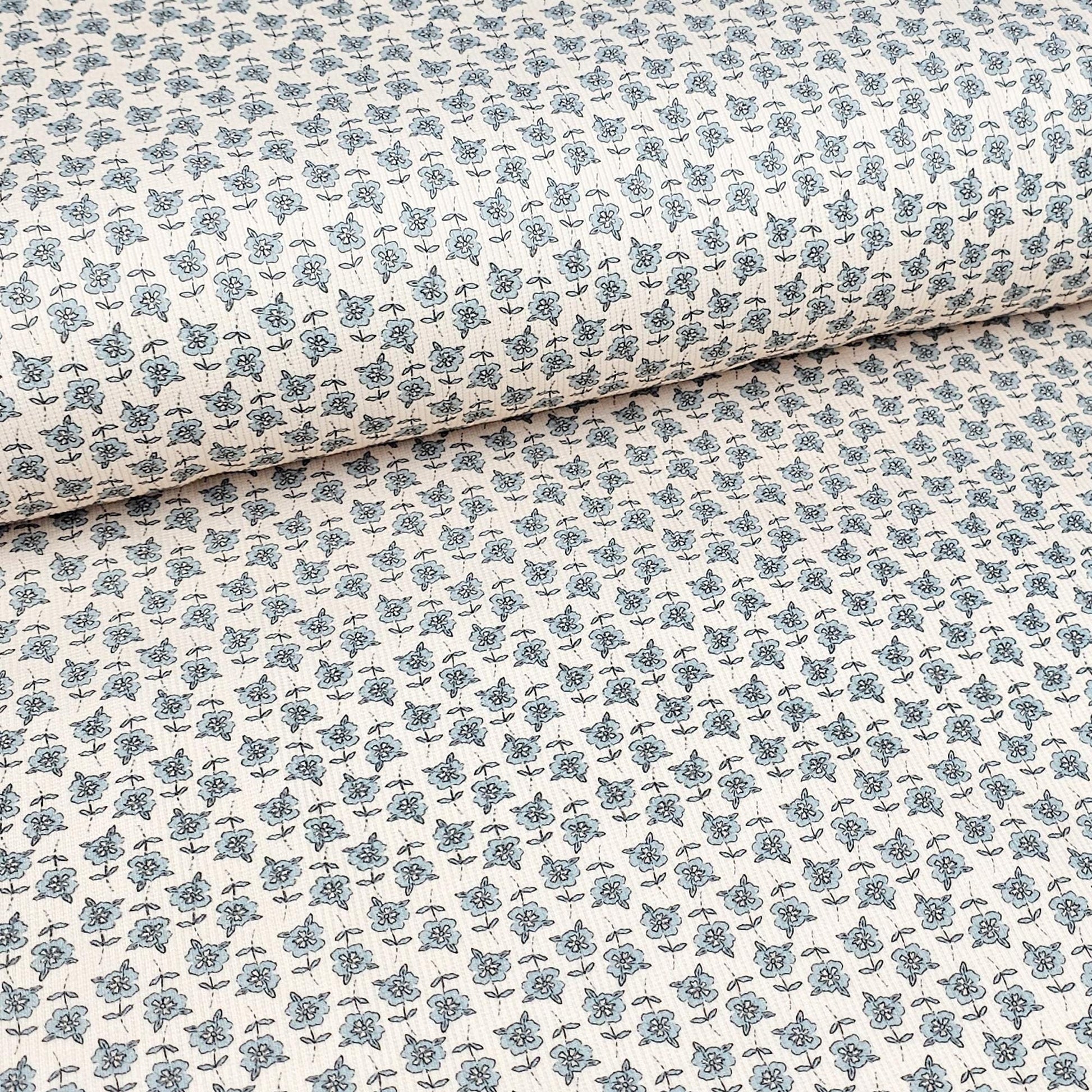Rippjersey Blue Blossom Meterware - elli&else