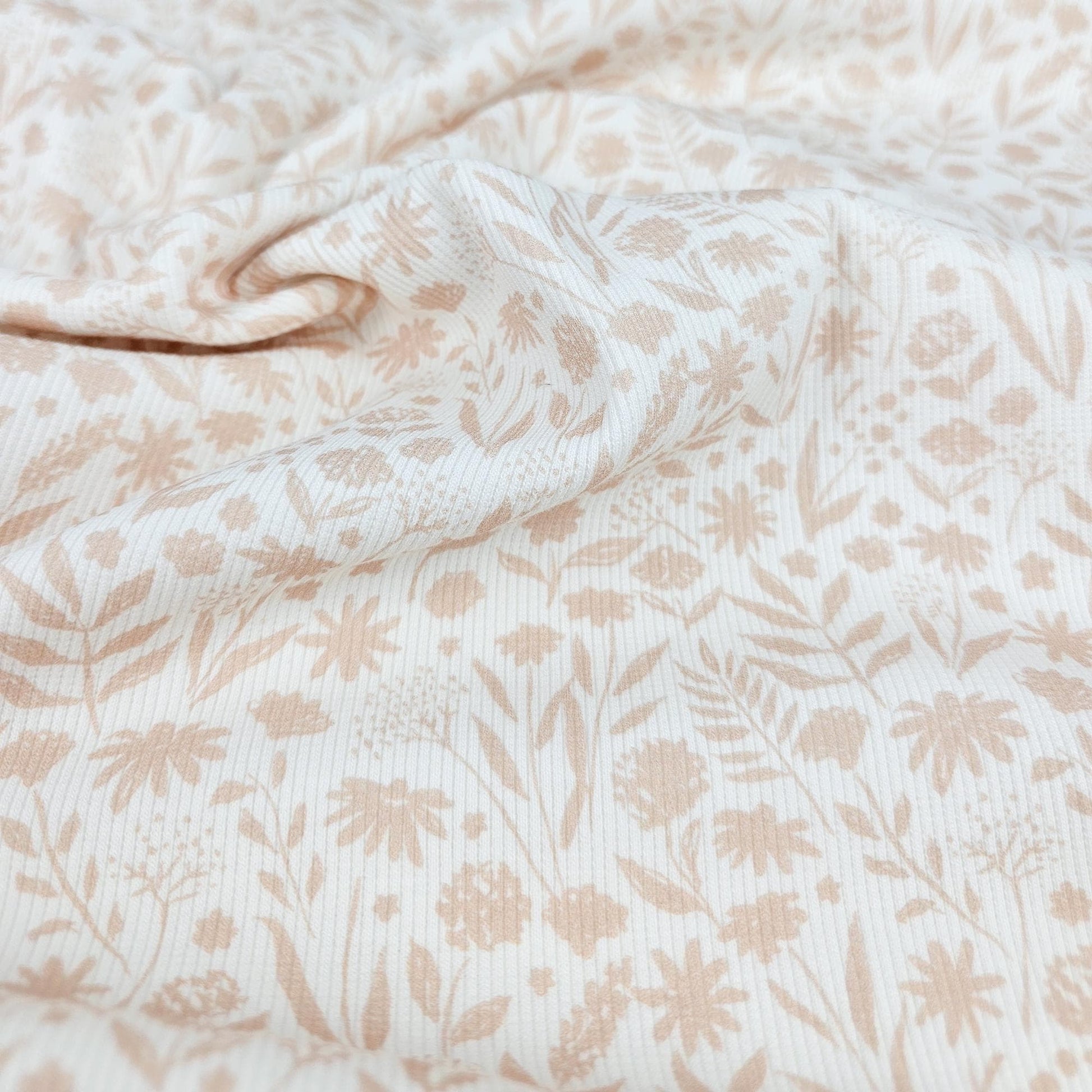 Rippjersey Blumenprint rosé Meterware - elli&else