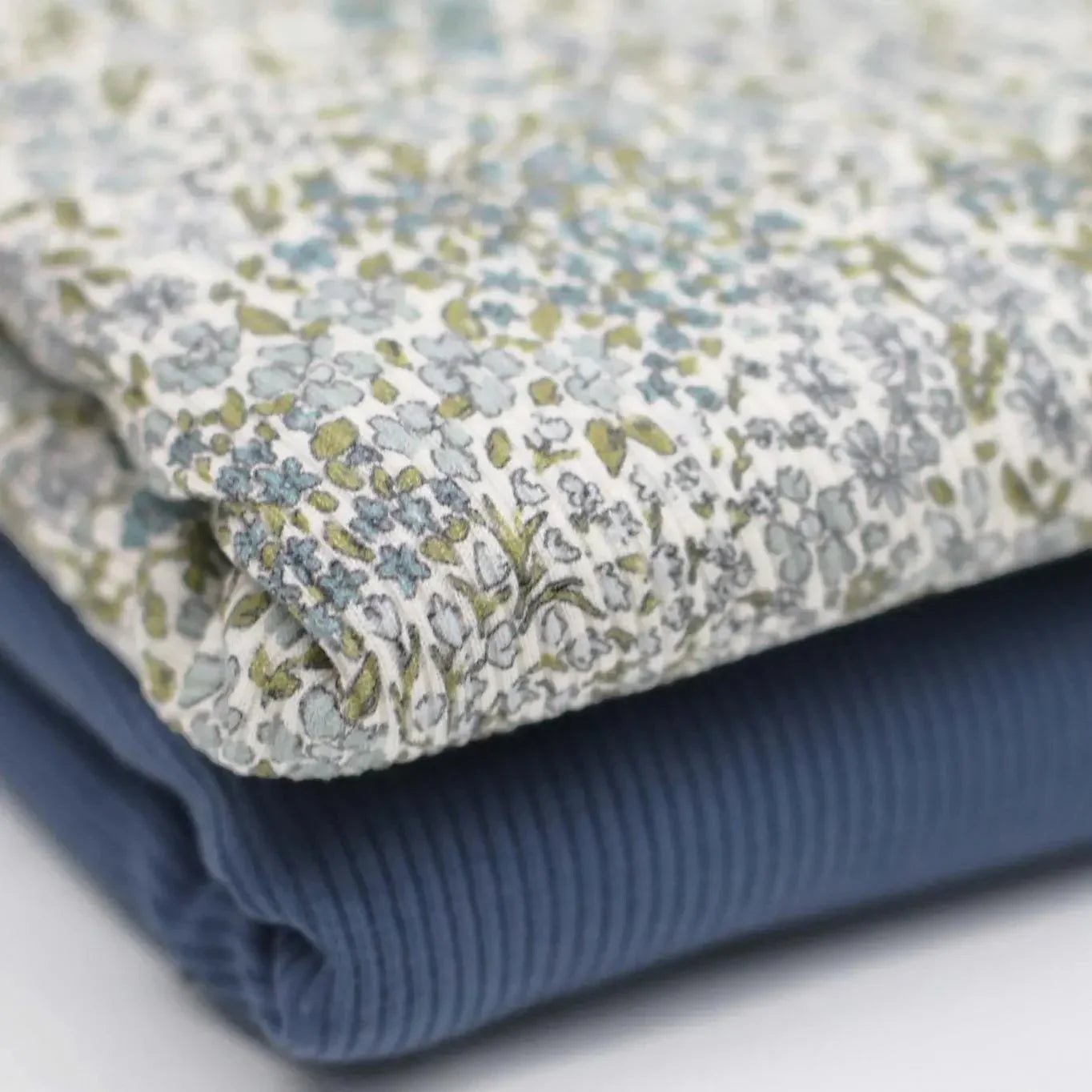 Rippjersey Blüten - Mix blau Meterware - elli&else